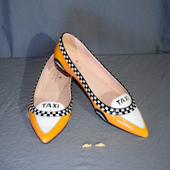 kate spade Shoes - Kate Spade Gogo Taxi Flats Size 8.5 & Matching Taxi Stud Earrings Set